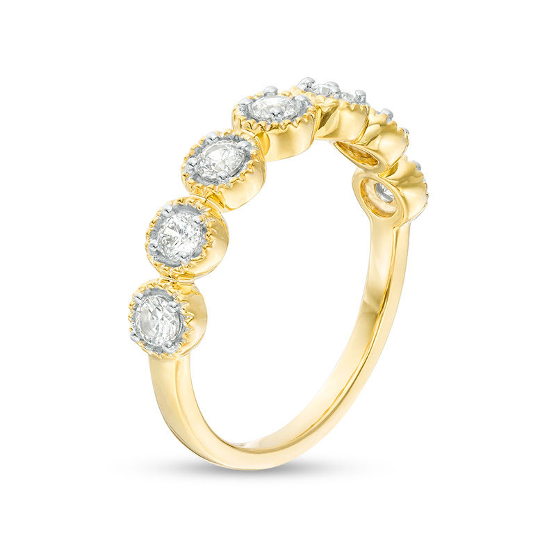 Main Image 3 of 0.45 CT. T.W. Diamond Frame Seven Stone Vintage-Style Stackable Band in 10K Gold