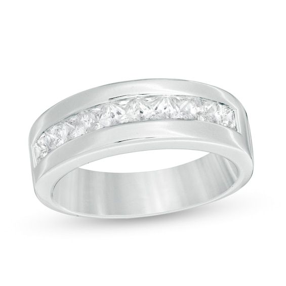 Men's 1.22 CT. T.W. Certified Canadian Square-Cut Diamond Wedding Band in 10K White Gold (I/I2)