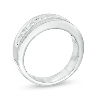 Men's 1.22 CT. T.W. Certified Canadian Square-Cut Diamond Wedding Band in 10K White Gold (I/I2)