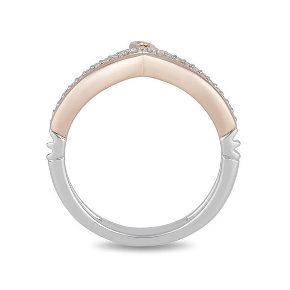 Enchanted Disney Princess 0.085 CT. T.W. Diamond Tiara Stacked Ring in Sterling Silver and 10K Rose Gold