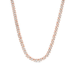 1.98 CT. T.W. Diamond Two-Stone &quot;S&quot; Curve Tennis Necklace in Sterling Silver with Rose Rhodium - 17&quot;