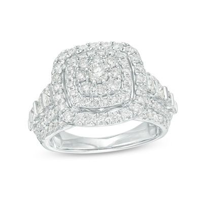 CT. T.W. Diamond Triple Frame Multi-Row Engagement Ring in 10K White Gold