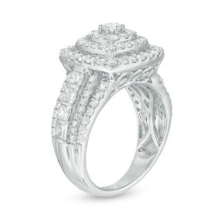 CT. T.W. Diamond Triple Frame Multi-Row Engagement Ring in 10K White Gold