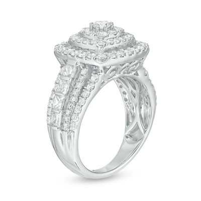 CT. T.W. Diamond Triple Frame Multi-Row Engagement Ring in 10K White Gold