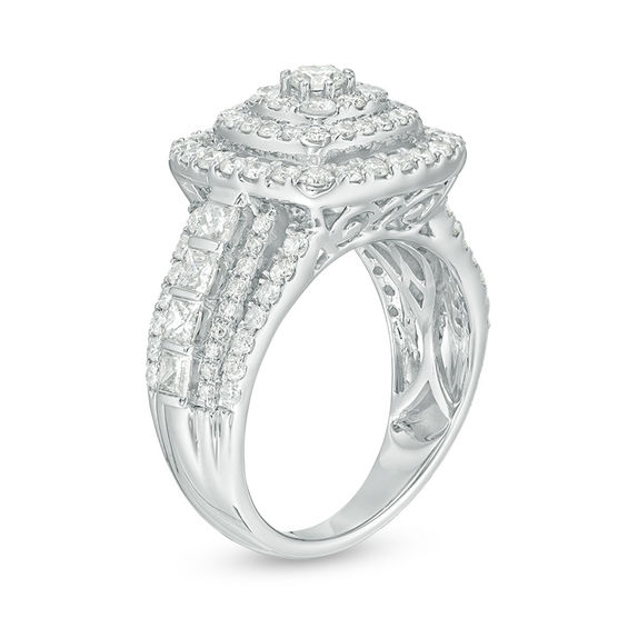 CT. T.W. Diamond Triple Frame Multi-Row Engagement Ring in 10K White Gold