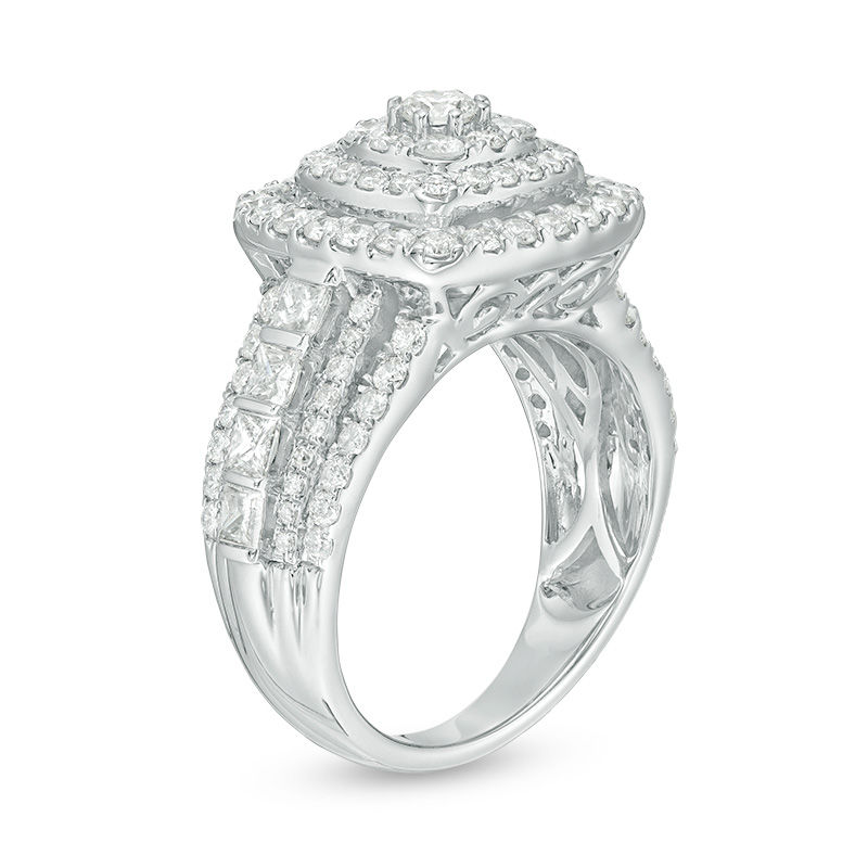 Main Image 2 of 2.00 CT. T.W. Diamond Triple Frame Multi-Row Engagement Ring in 10K White Gold