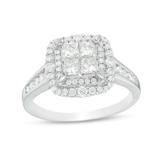 CT. T.W. Quad Princess-Cut Diamond Frame Engagement Ring in 14K White Gold