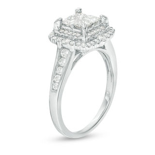 CT. T.W. Quad Princess-Cut Diamond Frame Engagement Ring in 14K White Gold