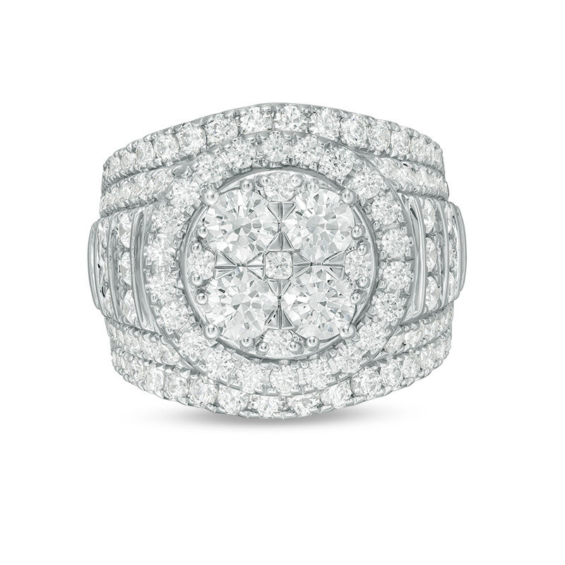 Main Image 1 of 4.01 CT. T.W. Composite Diamond Double Frame Engagement Ring in 14K White Gold