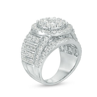 4.01 CT. T.W. Composite Diamond Double Frame Engagement Ring in 14K White Gold