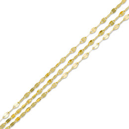 Italian Gold 030 Gauge Triple Strand Mirror Chain Bracelet in 14K Gold - 7.25&quot;