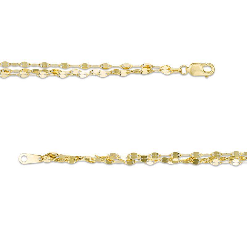 Italian Gold 030 Gauge Triple Strand Mirror Chain Bracelet in 14K