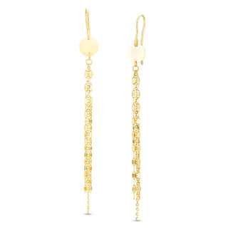 Triple Strand Mirror Chain Drop Earrings in 14K Gold