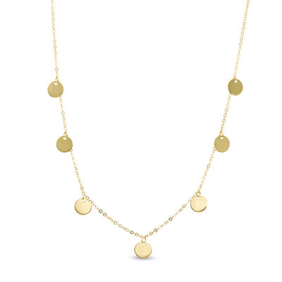 Disc Dangle Station Necklace in 14K Gold