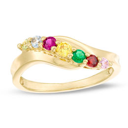 Mother's Birthstone Wavy Bypass Ring (3-7 Stones)