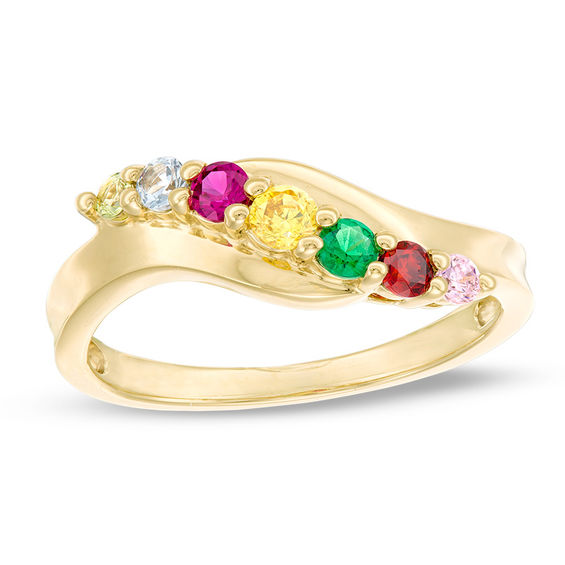 Mother's Birthstone Wavy Bypass Ring (3-7 Stones) | Peoples Jewellers