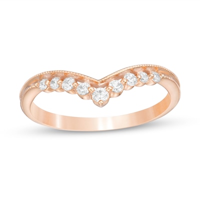 0.145 CT. T.W. Diamond Chevron Anniversary Band in 10K Rose Gold