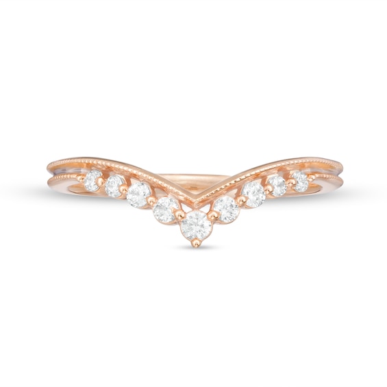 0.145 CT. T.W. Diamond Chevron Anniversary Band in 10K Rose Gold