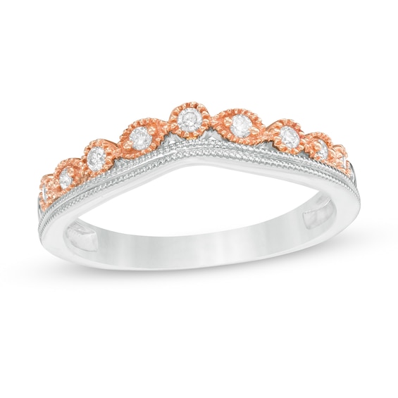 0.115 CT. T.W. Diamond Contour Vintage-Style Anniversary Band in 10K Two-Tone Gold