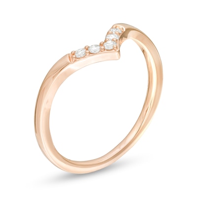 0.085 CT. T.W. Diamond Five Stone Chevron Anniversary Band in 10K Rose Gold