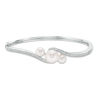 Thumbnail Image 0 of Freshwater Cultured Pearl and Lab-Created White Sapphire Three Stone Bypass Bangle in Sterling Silver