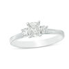 Thumbnail Image 0 of 0.50 CT. T.W. Composite Diamond Cushion Three Stone Engagement Ring in 14K White Gold