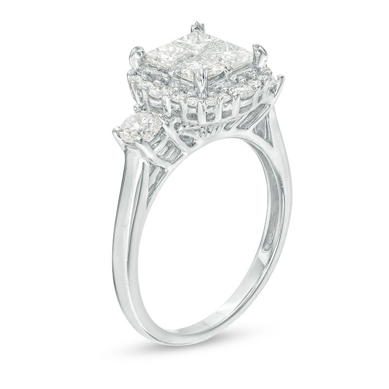 Main Image 2 of 1.50 CT. T.W. Quad Princess-Cut Diamond Frame Engagement Ring in 14K White Gold