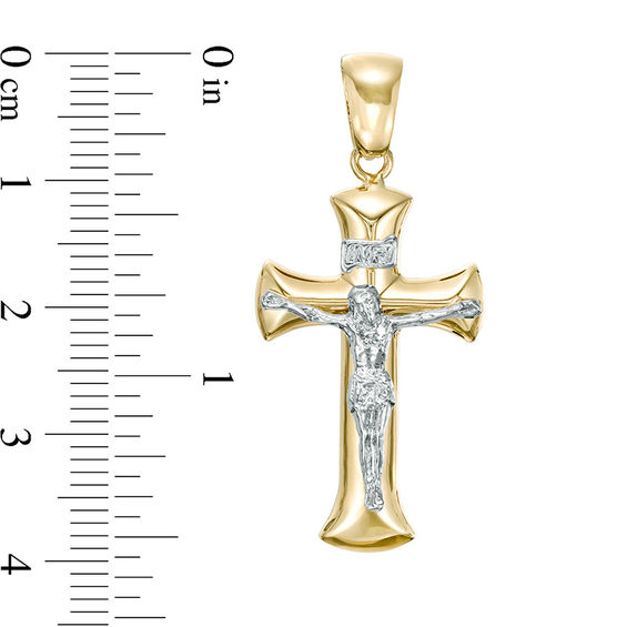 Men's Crucifix Necklace Charm in 14K Two-Tone Gold