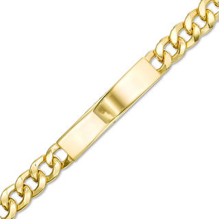 Men's 230 Gauge Curb Chain ID Bracelet in 14K Gold = 8.0"