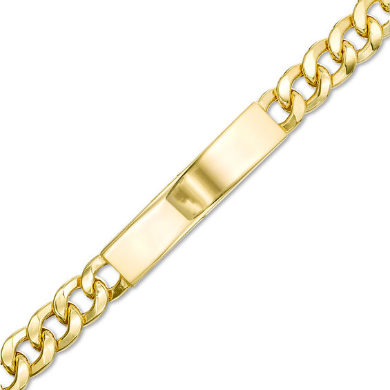 Men's 230 Gauge Curb Chain ID Bracelet in 14K Gold = 8.0"