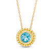 5.0mm Blue Topaz Bead Frame Pendant in 10K Gold