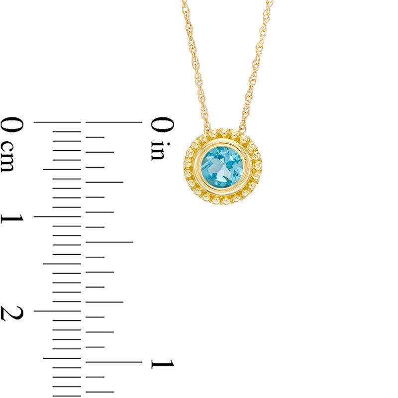 5.0mm Blue Topaz Bead Frame Pendant in 10K Gold