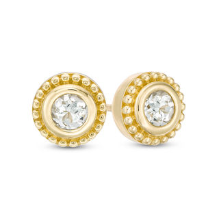 4.0mm Topaz Bead Frame Stud Earrings in 10K Gold