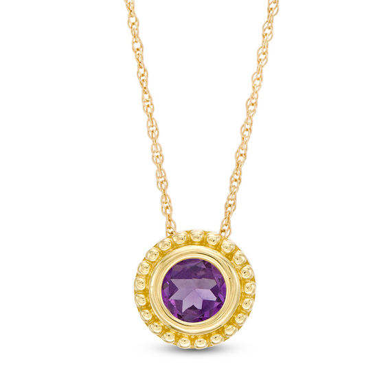 5.0mm Amethyst Bead Frame Pendant in 10K Gold