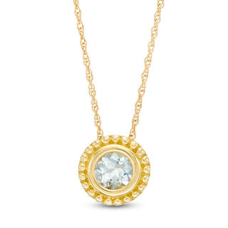 5.0mm Aquamarine Bead Frame Pendant in 10K Gold