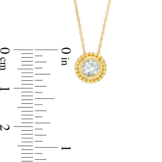 5.0mm Aquamarine Bead Frame Pendant in 10K Gold