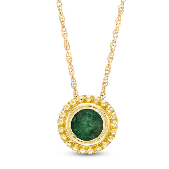 5.0mm Emerald Bead Frame Pendant in 10K Gold