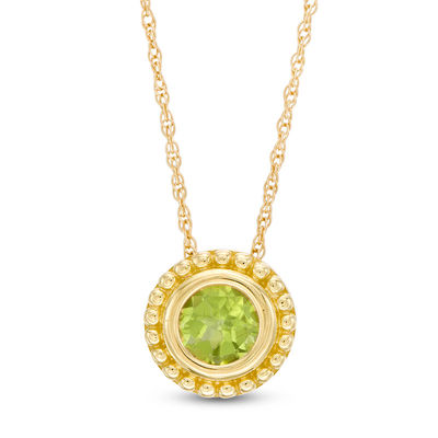 5.0mm Peridot Bead Frame Pendant in 10K Gold