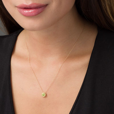 5.0mm Peridot Bead Frame Pendant in 10K Gold