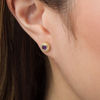 Thumbnail Image 1 of 4.0mm Amethyst Bead Frame Stud Earrings in 10K Gold