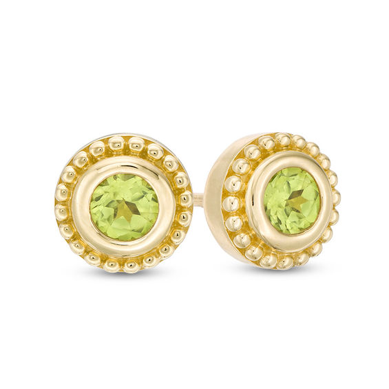 4.0mm Peridot Bead Frame Stud Earrings in 10K Gold