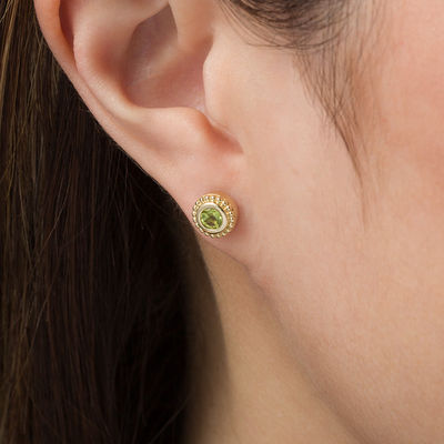 4.0mm Peridot Bead Frame Stud Earrings in 10K Gold