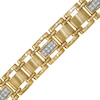 Thumbnail Image 0 of Men's 0.25 CT. T.W. Diamond Multi-Finish Triple Row Brick Pattern Link Bracelet in 10K Gold - 8.5"