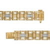 Thumbnail Image 2 of Men's 0.25 CT. T.W. Diamond Multi-Finish Triple Row Brick Pattern Link Bracelet in 10K Gold - 8.5"