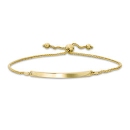 Italian Gold Curved Bar Bolo Bracelet in 14K Gold - 9.0&quot;