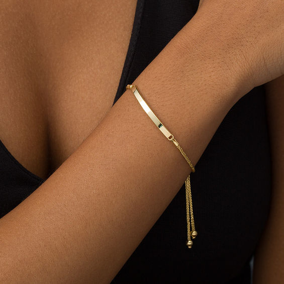 Curved Bar Bolo Bracelet in 14K Gold - 9.0"