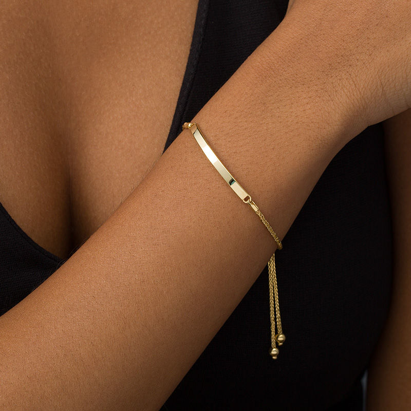 Italian Gold Curved Bar Bolo Bracelet in 14K Gold - 9.0"|Peoples Jewellers