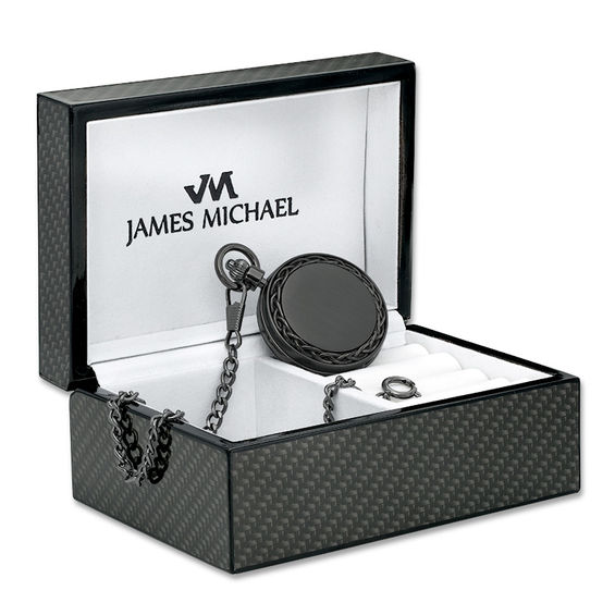 Men's James Michael Black Pocket Watch with Black Dial (Model: PQA181135C)