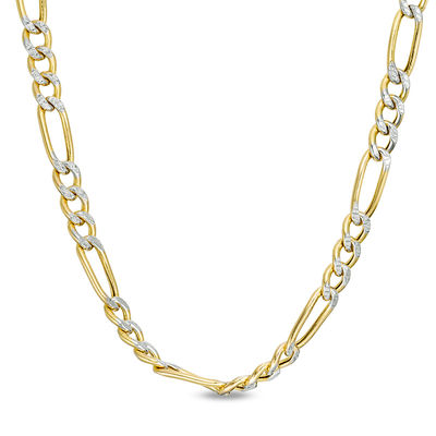 Italian Gold Men's 120 Gauge Diamond-Cut Figaro Chain Necklace in 14K Two-Tone Gold - 22"