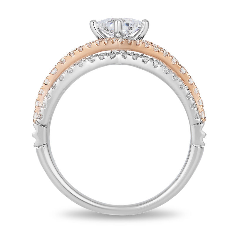 Enchanted Disney Aurora 1.00 CT. T.W. Princess-Cut Diamond Tilted Bypass Frame Engagement Ring in 14K Two-Tone Gold|Peoples Jewellers